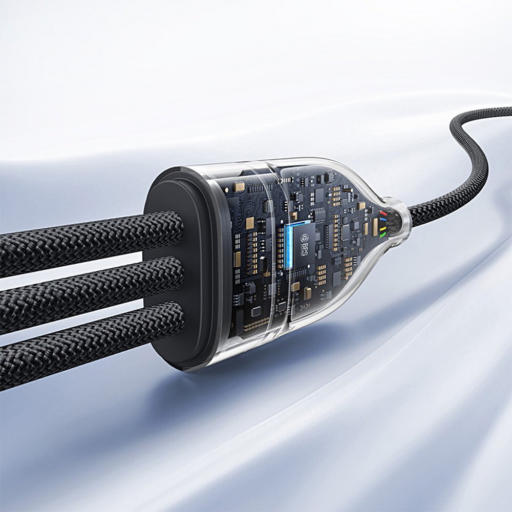 Krovimo kabelis Baseus Flash Series 3 3in1 100 W USB-C – USB-C + USB-C + Lightning 1.5 m + 3 × 0.25 m – juodas 8 Krovimo kabelis Baseus Flash Series 3 3in1 100 W USB-C – USB-C + USB-C + Lightning 1.5 m + 3 × 0.25 m – juodas 8
