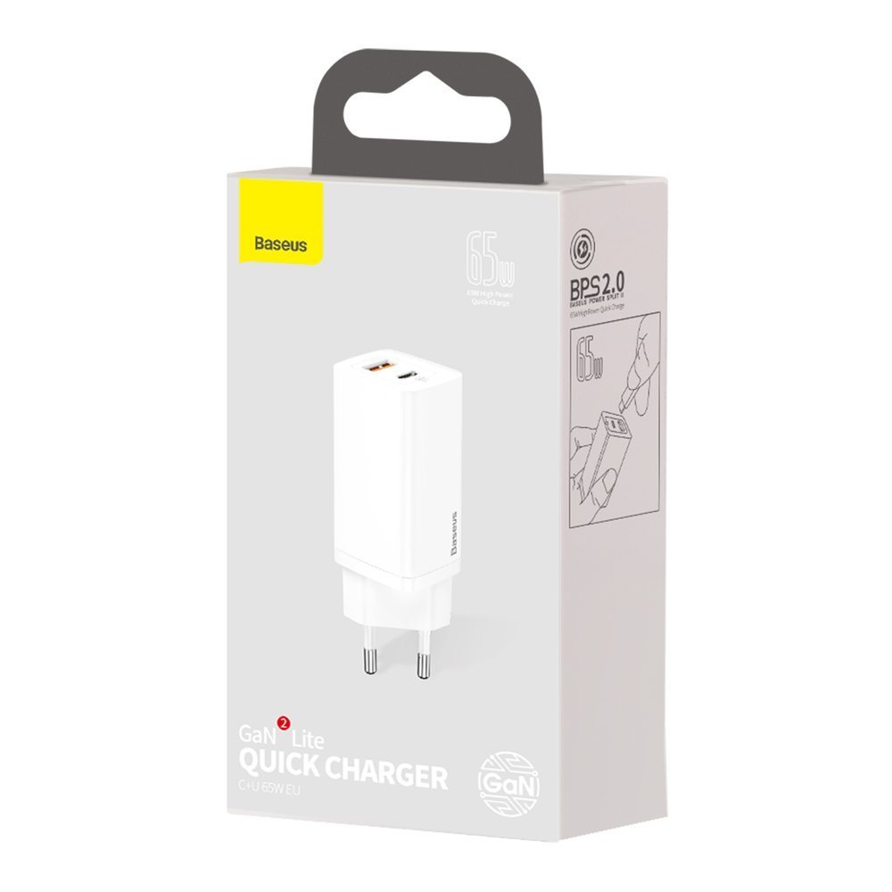 Baseus GaN2 Lite Greitas Buitinis Įkroviklis 65W USB / USB Typ C Greitas Įkrovimas 3.0 (galio nitridas) Baltas (CCGAN2L-B02) UGLX912 4 Baseus GaN2 Lite Greitas Buitinis Įkroviklis 65W USB / USB Typ C Greitas Įkrovimas 3.0 (galio nitridas) Baltas (CCGAN2L-B02) UGLX912 4
