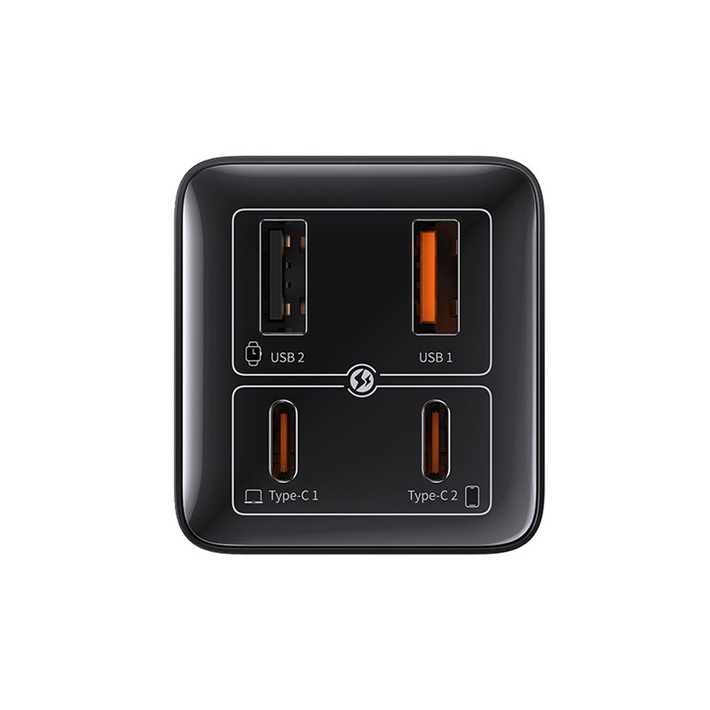 Sieninis įkroviklis Baseus GaN6 Pro 100 W 2 × USB-C + 2 × USB-A su juodu USB-C 100 W 1 m kabeliu – juodas 5 Sieninis įkroviklis Baseus GaN6 Pro 100 W 2 × USB-C + 2 × USB-A su juodu USB-C 100 W 1 m kabeliu – juodas 5