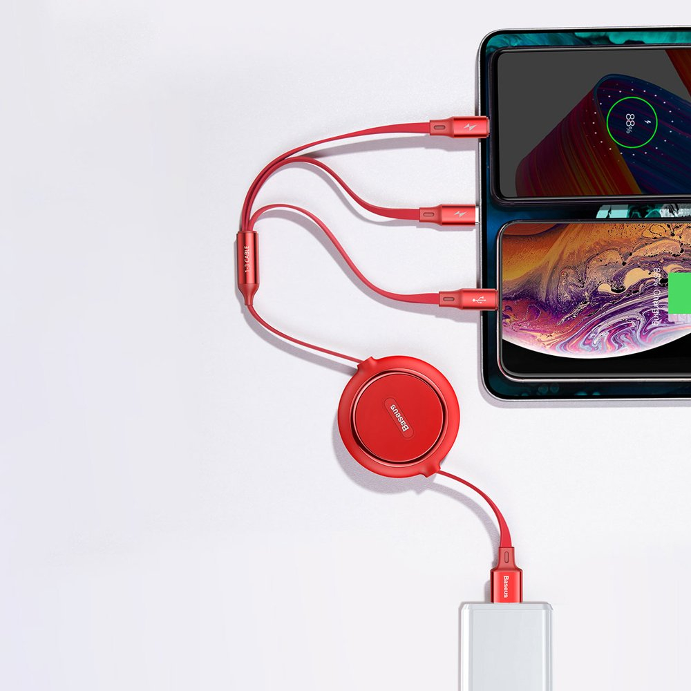 USB Kabelis Baseus Golden Loop 3In1 Usb Cable - Micro Usb / Lightning / Usb-C 3.5A 35Cm - 120Cm juodas 13 USB Kabelis Baseus Golden Loop 3In1 Usb Cable - Micro Usb / Lightning / Usb-C 3.5A 35Cm - 120Cm juodas 13