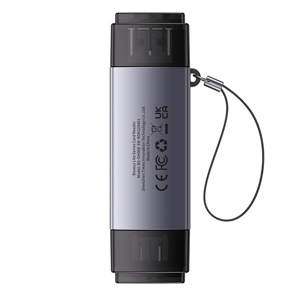 Kortelių skaitytuvas Baseus Lite Series USB-A / USB-C 3.0 SD / TF – pilkas 1 Kortelių skaitytuvas Baseus Lite Series USB-A / USB-C 3.0 SD / TF – pilkas 1