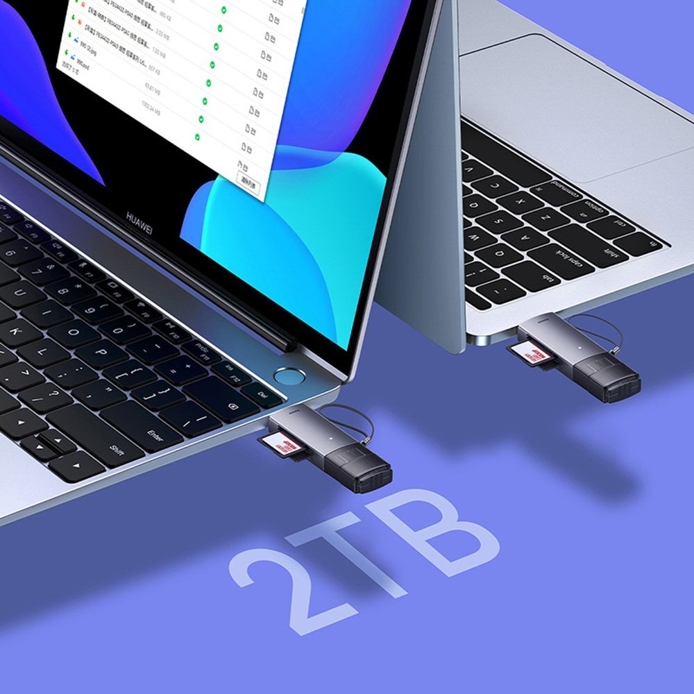 Kortelių skaitytuvas Baseus Lite Series USB-A / USB-C 3.0 SD / TF – pilkas 10 Kortelių skaitytuvas Baseus Lite Series USB-A / USB-C 3.0 SD / TF – pilkas 10