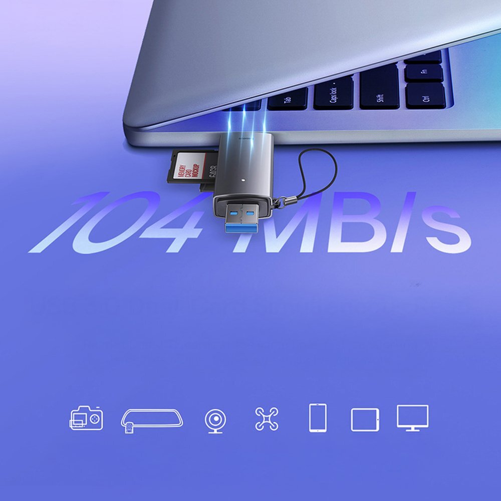 Kortelių skaitytuvas Baseus Lite Series USB-A / USB-C 3.0 SD / TF – pilkas 12