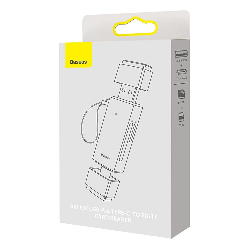 Kortelių skaitytuvas Baseus Lite Series USB-A / USB-C 3.0 SD / TF – pilkas 6 Kortelių skaitytuvas Baseus Lite Series USB-A / USB-C 3.0 SD / TF – pilkas 6