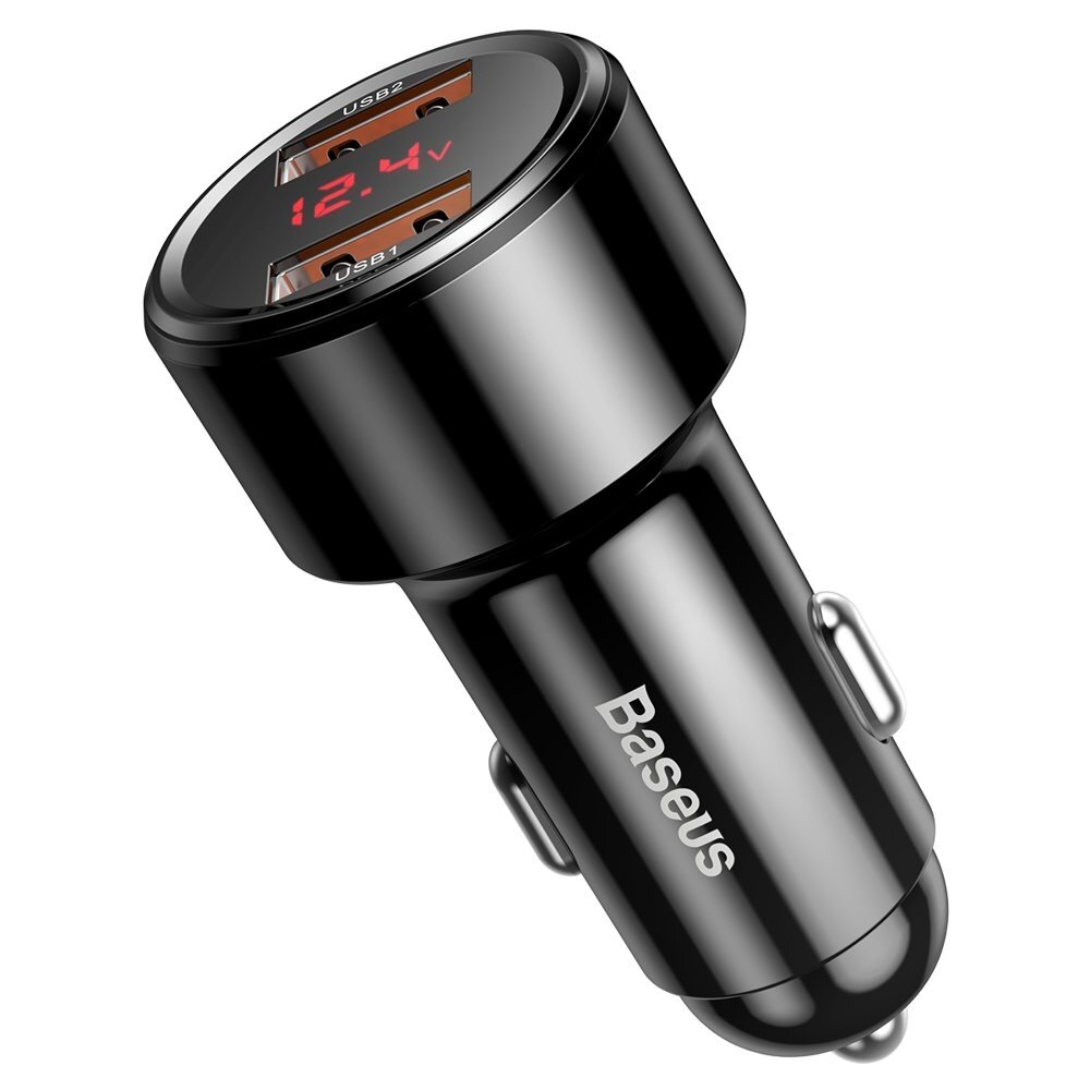 Automobilinis įkroviklis Baseus Magic Series Dual Qc Car Charger With Digital Display 2X Usb Qc3.0 45W 6A Juodas 3 Automobilinis įkroviklis Baseus Magic Series Dual Qc Car Charger With Digital Display 2X Usb Qc3.0 45W 6A Juodas 3