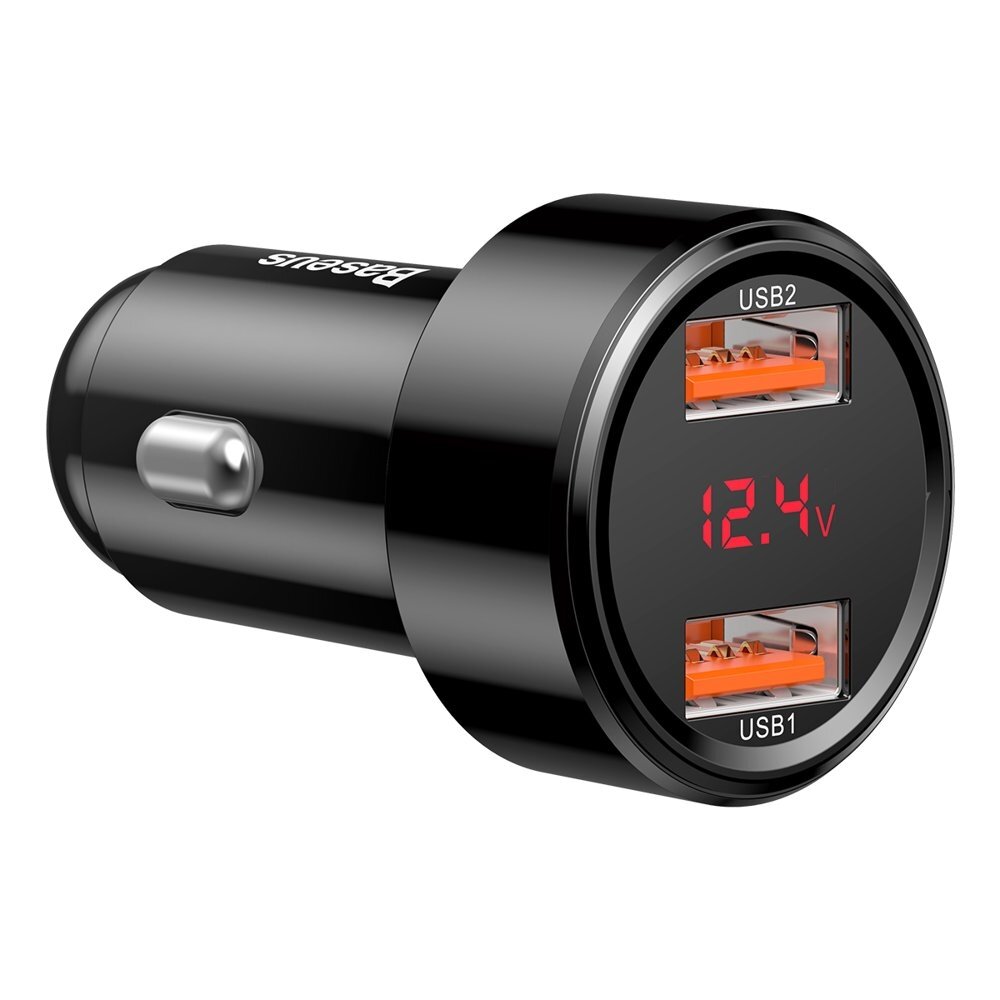 Automobilinis įkroviklis Baseus Magic Series Dual Qc Car Charger With Digital Display 2X Usb Qc3.0 45W 6A Juodas 4 Automobilinis įkroviklis Baseus Magic Series Dual Qc Car Charger With Digital Display 2X Usb Qc3.0 45W 6A Juodas 4