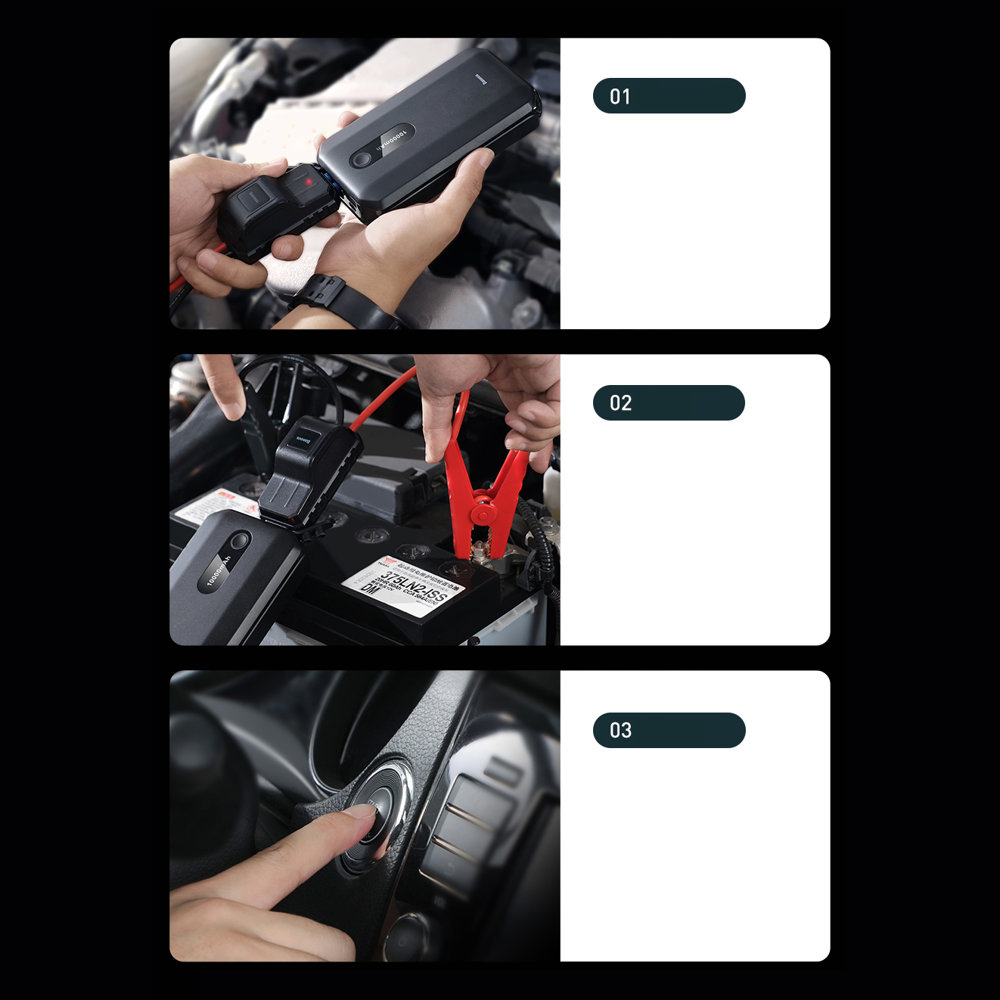 Baseus power bank Power Starter Jump Starter booster 1000mAh 12V (1000A / 500A) + crocodile clips black (CGNL020101) 18