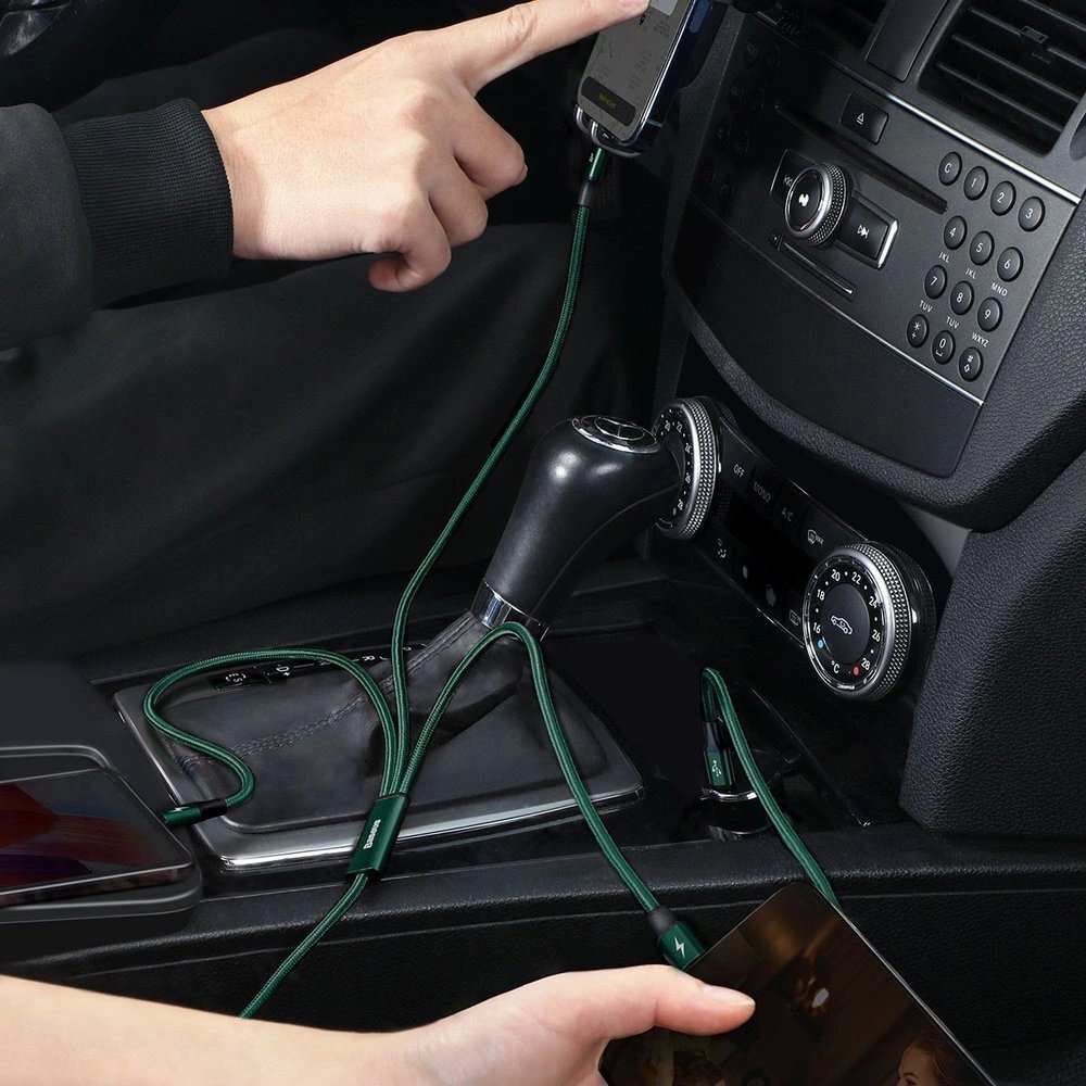 Krovimo kabelis Baseus Rapid Series 3in1 USB-C – USB-C / Lightning / micro USB 20 W PD 1.5 m – žalias 9 Krovimo kabelis Baseus Rapid Series 3in1 USB-C – USB-C / Lightning / micro USB 20 W PD 1.5 m – žalias 9