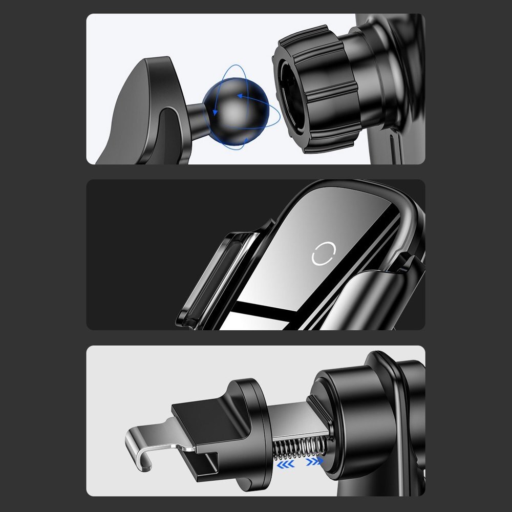 Automobilinis Telefono Laikiklis Tvirtinamas Į Groteles Baseus Smart Vehicle Bracket Wireless Qi Charger 15W Juodas 15 Automobilinis Telefono Laikiklis Tvirtinamas Į Groteles Baseus Smart Vehicle Bracket Wireless Qi Charger 15W Juodas 15