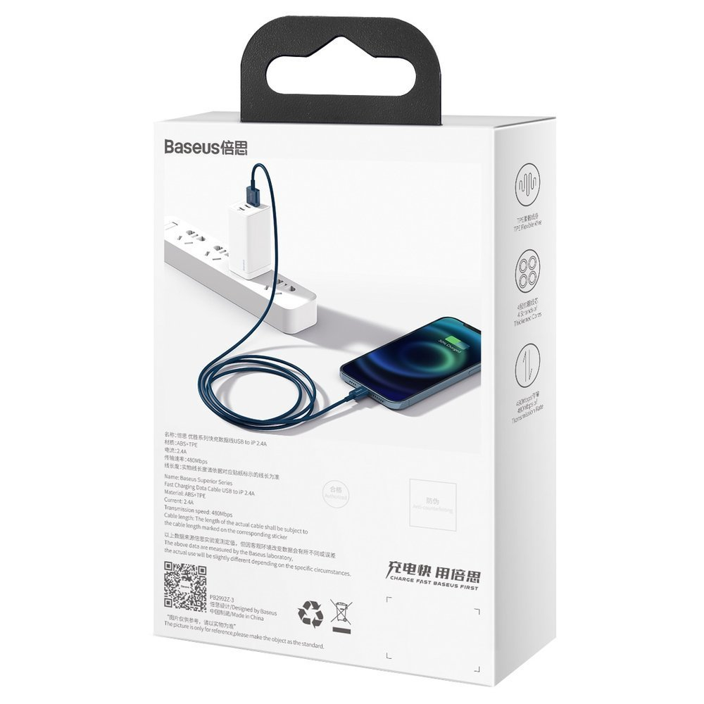 Baseus Superior Cable USB - Lightning 2,4A 1 m Blue (CALYS-A03) 5 Baseus Superior Cable USB - Lightning 2,4A 1 m Blue (CALYS-A03) 5