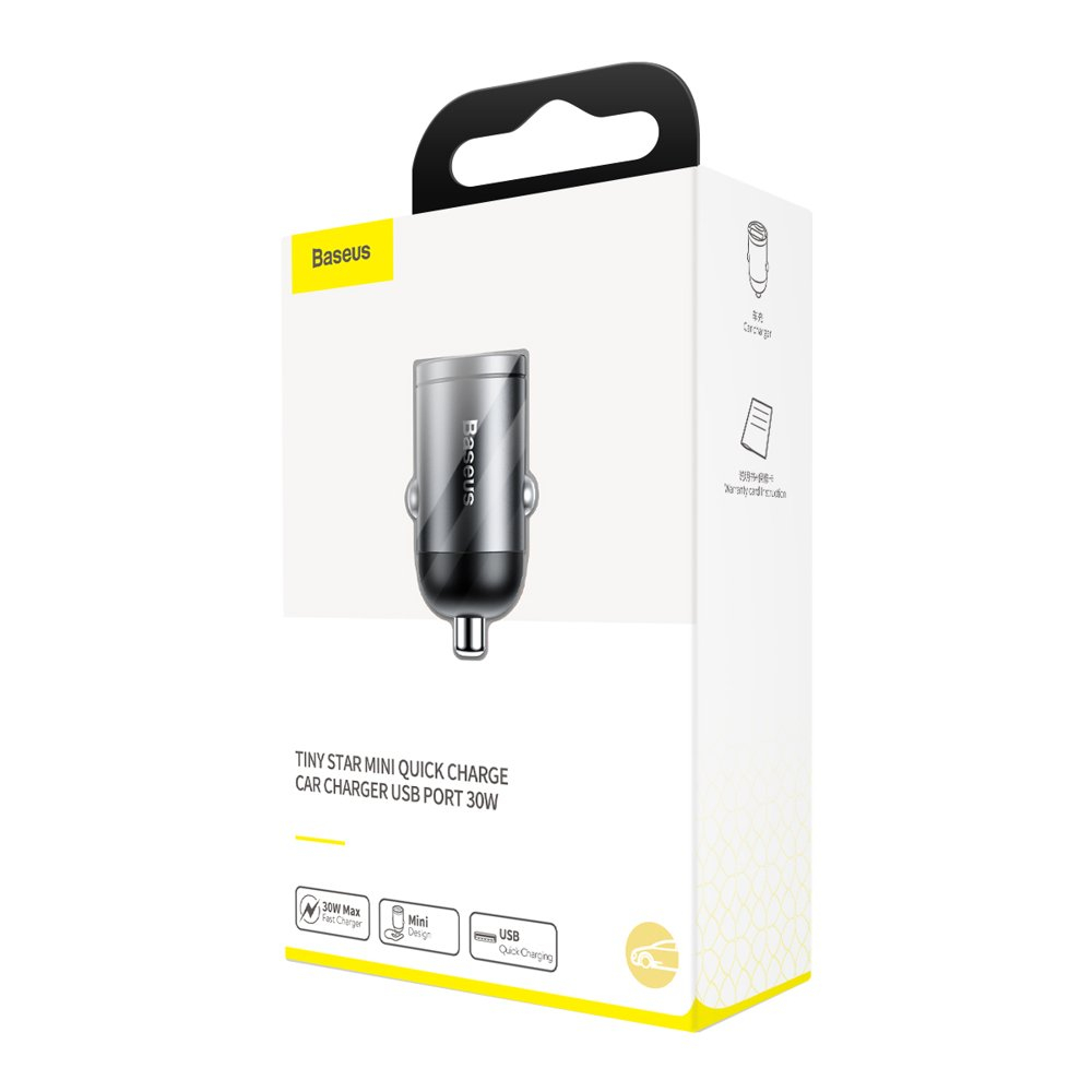 Automobilinis įkroviklis Baseus Tiny Star Mini Quick Charge Car Charger Usb Port 30W pilkas 21 Automobilinis įkroviklis Baseus Tiny Star Mini Quick Charge Car Charger Usb Port 30W pilkas 21