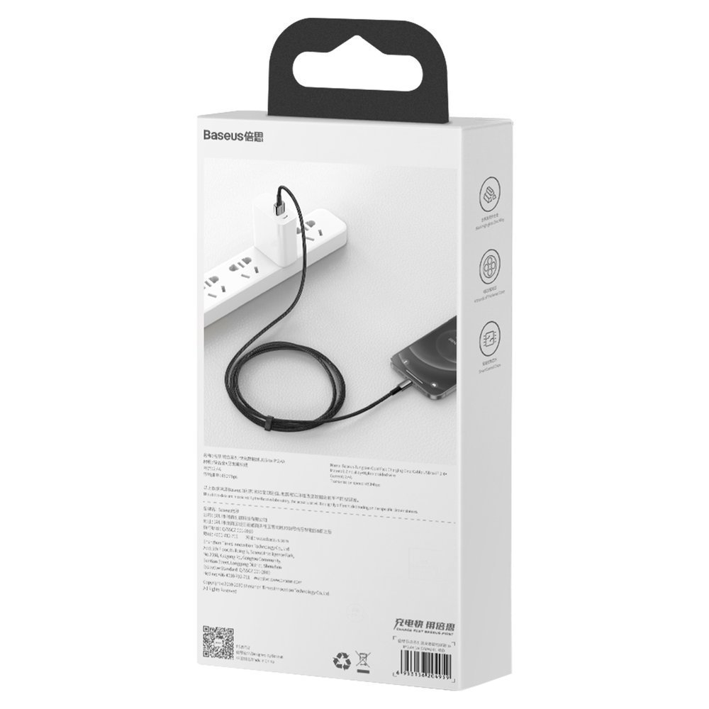 Kabelis Baseus Tungsten USB - Lightning 2,4 A 1 m Juodas (CALWJ-01) 5 Kabelis Baseus Tungsten USB - Lightning 2,4 A 1 m Juodas (CALWJ-01) 5