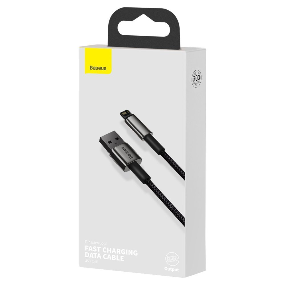 Kabelis Baseus Tungsten USB - Lightning 2,4 A 2 m Juodas (CALWJ-A01) 4 Kabelis Baseus Tungsten USB - Lightning 2,4 A 2 m Juodas (CALWJ-A01) 4