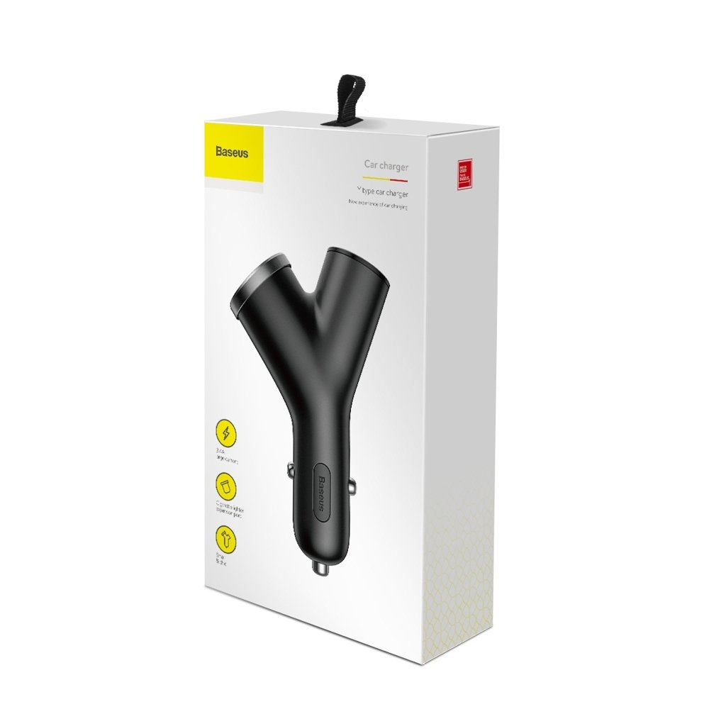 Automobilinis įkroviklis Baseus Y Type Car Charger With 2X Usb Su Cigarečių Uždegimo Prievadu 3.4A Juodas 8 Automobilinis įkroviklis Baseus Y Type Car Charger With 2X Usb Su Cigarečių Uždegimo Prievadu 3.4A Juodas 8