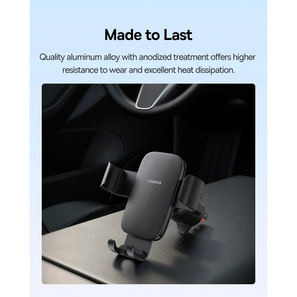 Automobilinis telefono laikiklis Baseus Metal Age 3 Gravity ventiliacijos angai – juodas 4