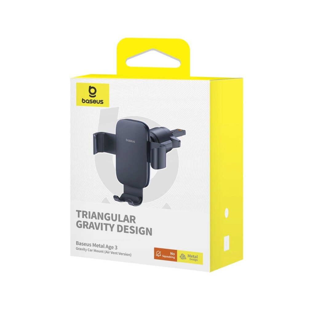 Automobilinis telefono laikiklis Baseus Metal Age 3 Gravity ventiliacijos angai – juodas 8