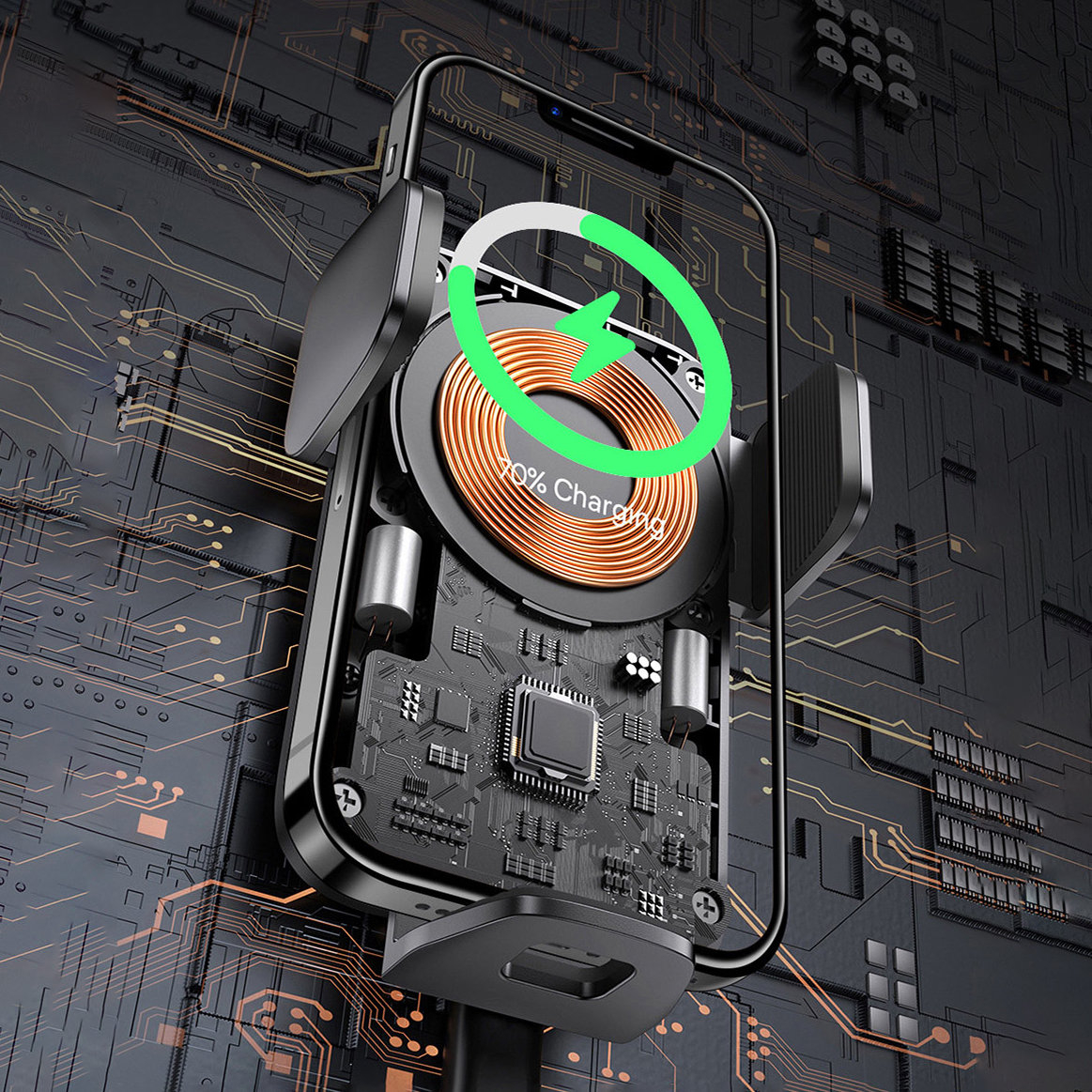 Baseus Wisdom induction charger car phone holder on the grill Juodas (CGZX000001) 14 Baseus Wisdom induction charger car phone holder on the grill Juodas (CGZX000001) 14