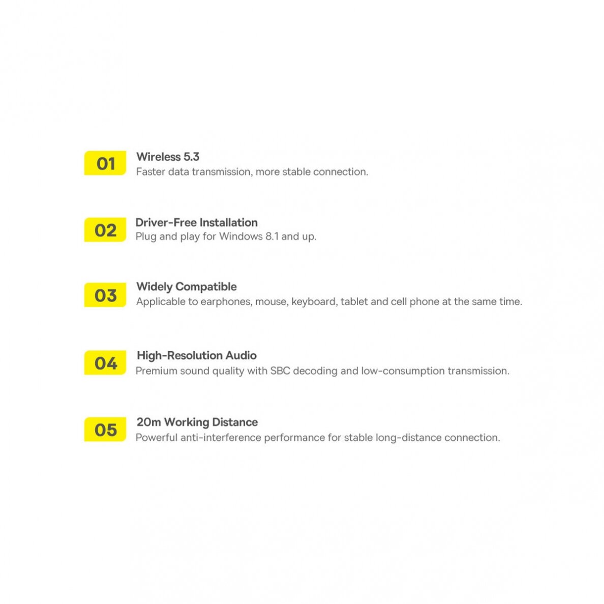 Adapteris Baseus BA07 bluetooth USB adapter - Juodas 20