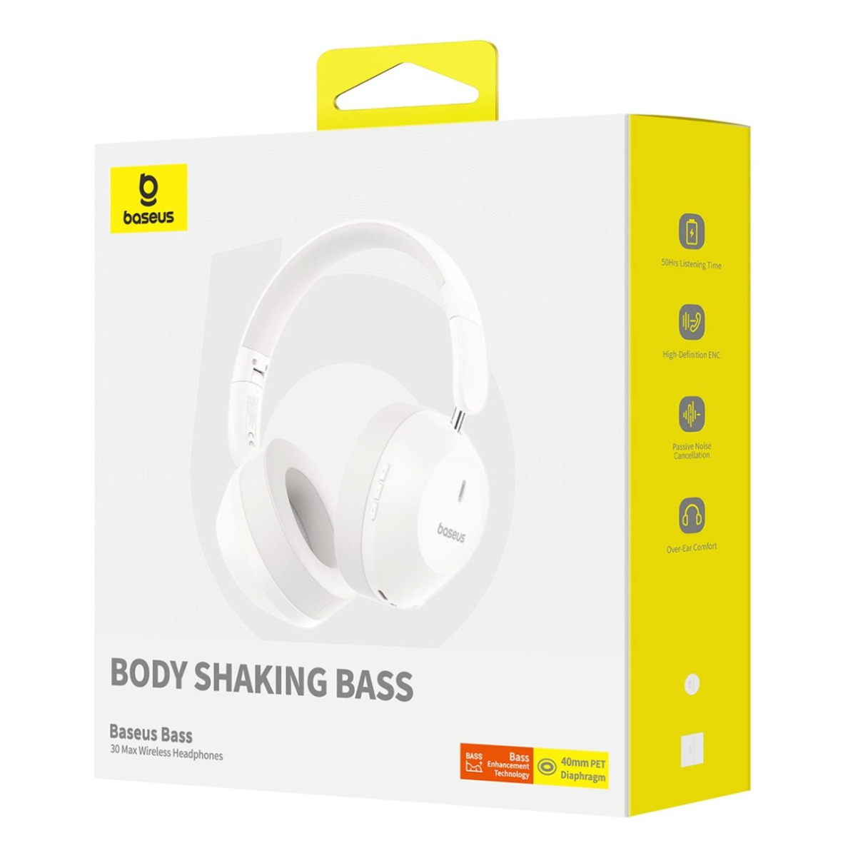 Baseus Bass 30 Max belaidės On-Ear Bluetooth 5.3 ausinės – baltos 6 Baseus Bass 30 Max belaidės On-Ear Bluetooth 5.3 ausinės – baltos 6