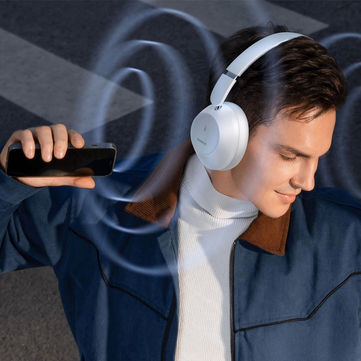 Baseus Bass 30 Max belaidės On-Ear Bluetooth 5.3 ausinės – baltos 8