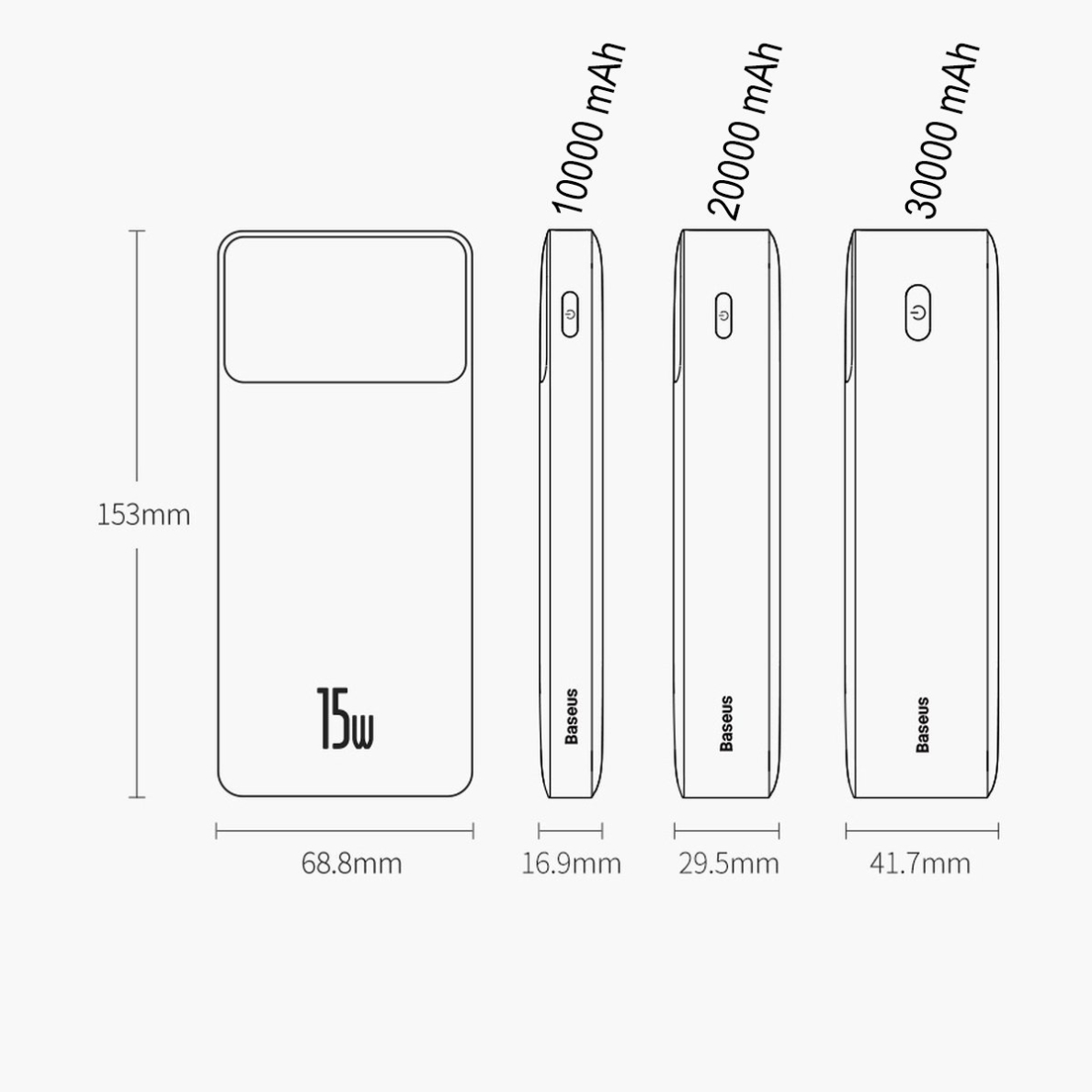 Baseus Bipow powerbank with display 10000mAh 15W white (Overseas Edition) + USB-A - Micro USB 0.25m cable white (PPBD050002) 13