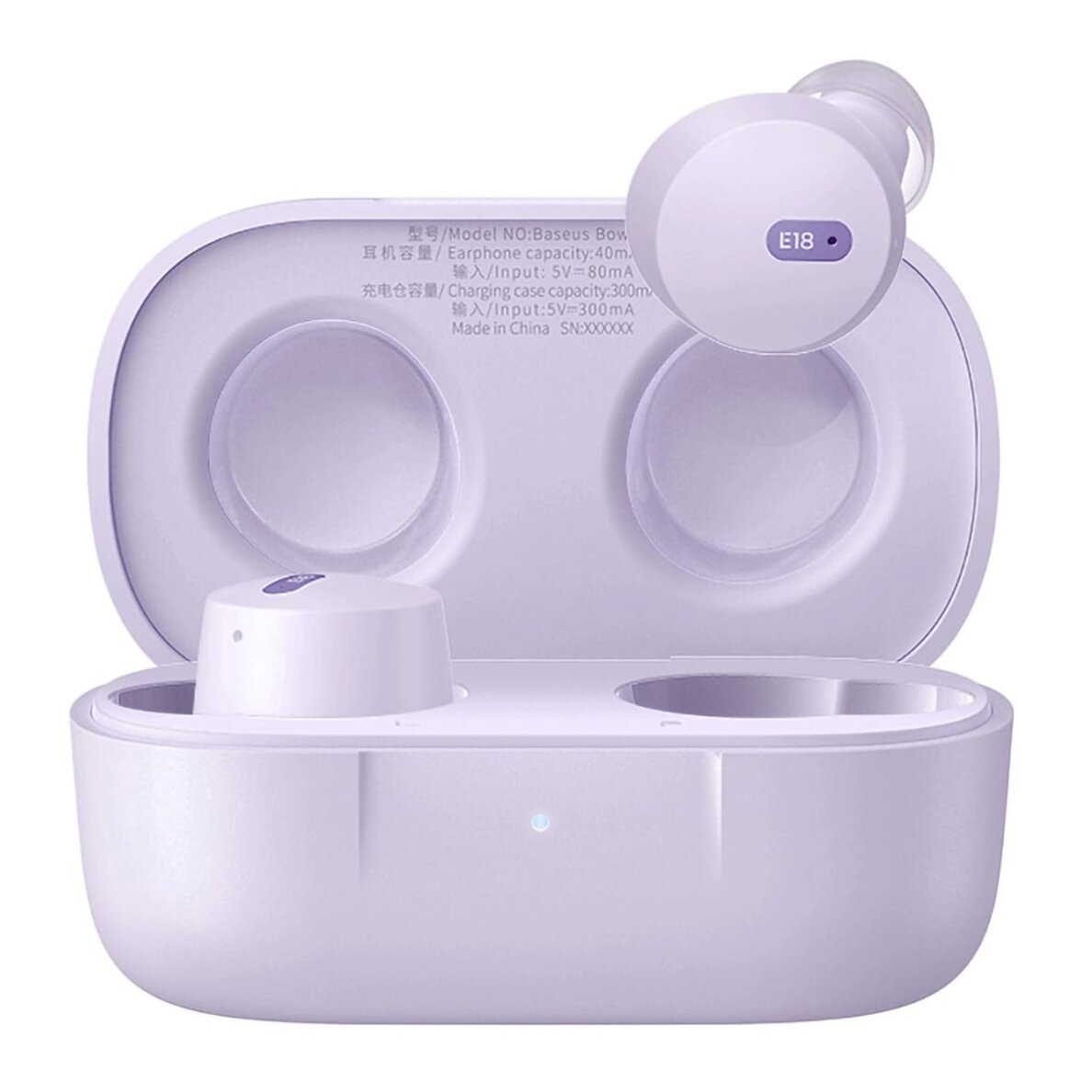 Belaidės ausinės Baseus Bowie E18 TWS ENC IPX4 – violetinės