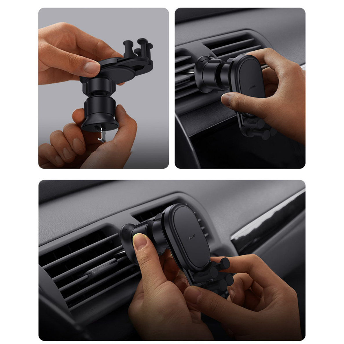 Laikiklis Baseus car holder built-in 15W inductive charger Juodas 17 Laikiklis Baseus car holder built-in 15W inductive charger Juodas 17