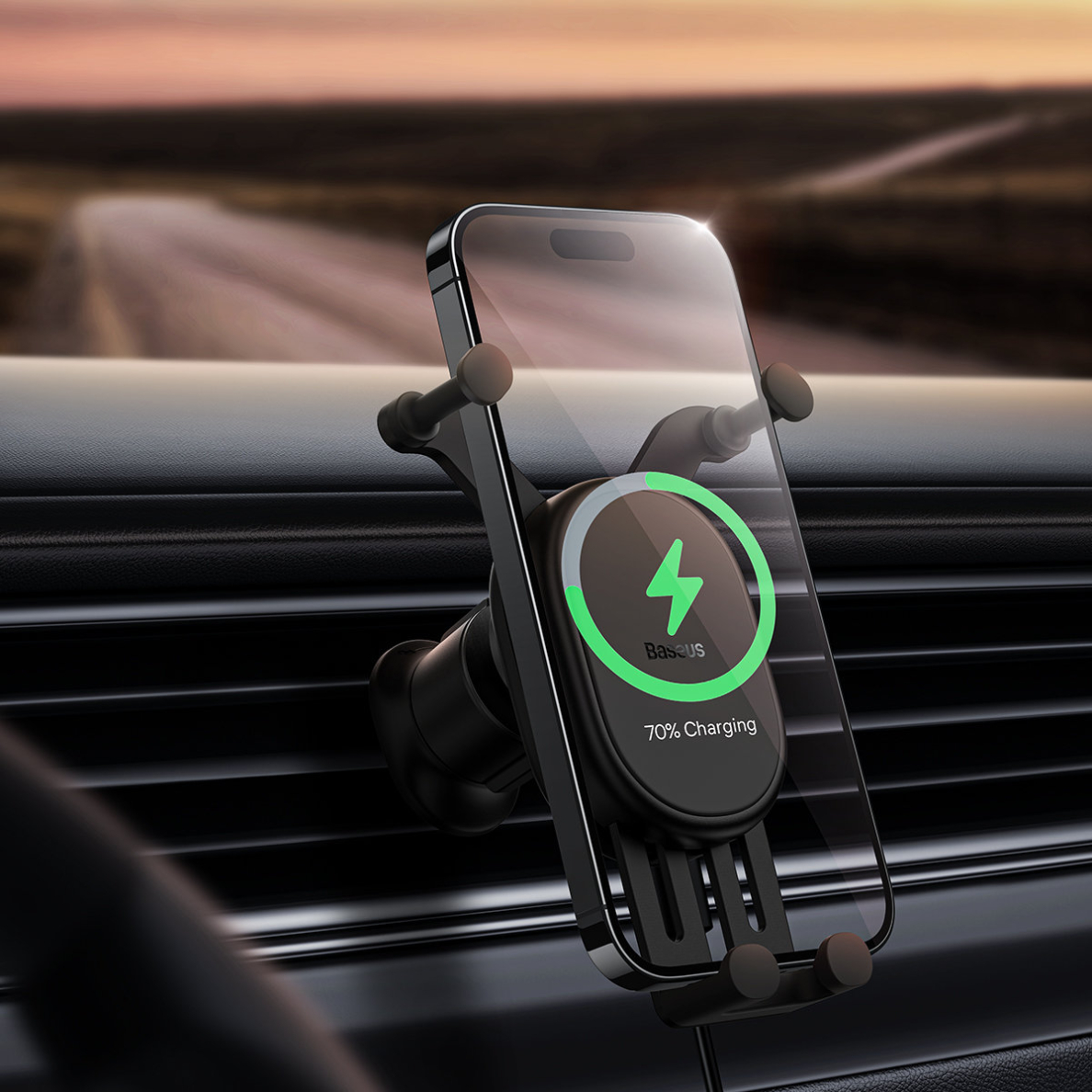 Laikiklis Baseus car holder built-in 15W inductive charger Juodas 8 Laikiklis Baseus car holder built-in 15W inductive charger Juodas 8