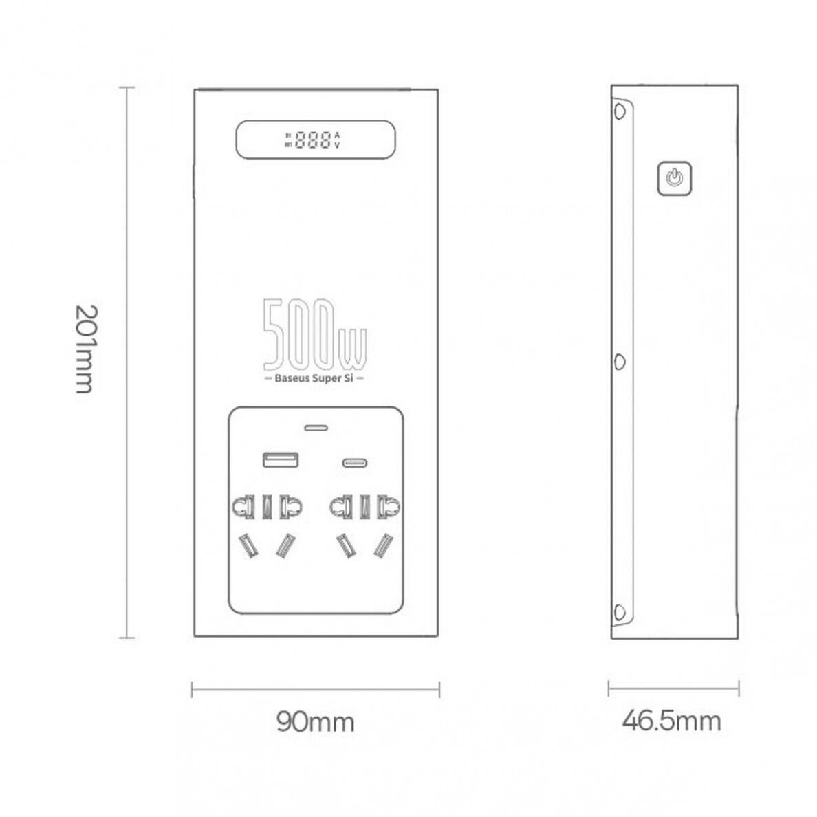 Baseus car power inverter 150W 12V / 500W 220V (EU and CN plug) Juodas (CGNB000101) 28 Baseus car power inverter 150W 12V / 500W 220V (EU and CN plug) Juodas (CGNB000101) 28
