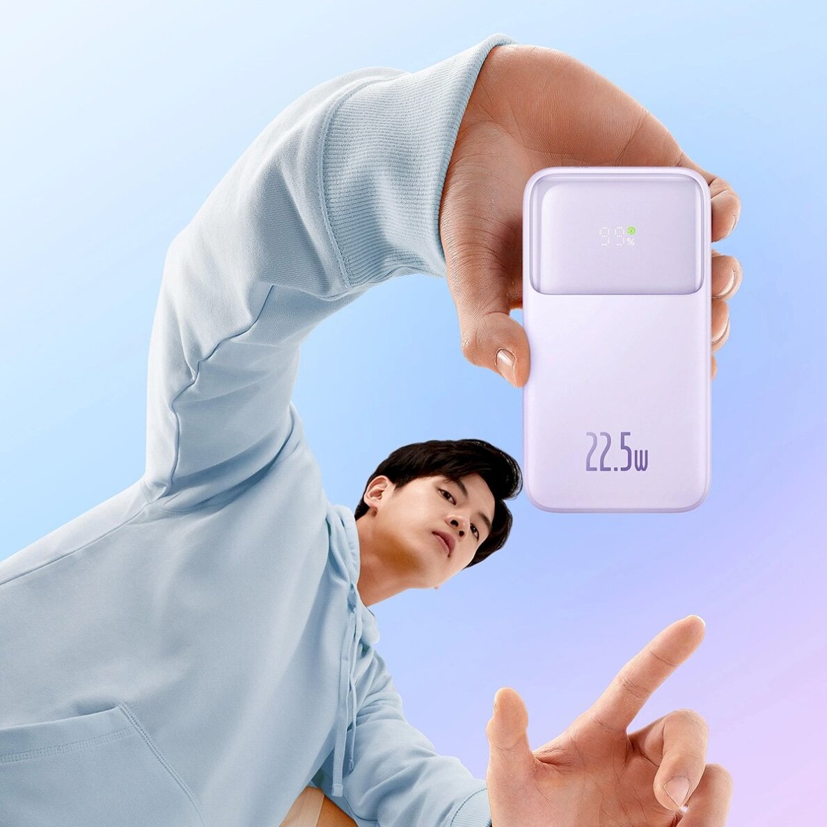 Baseus Comet Series powerbankdisplay 20000mAh 22.5W - violetinis + USB-A / USB-C Kabelis 8