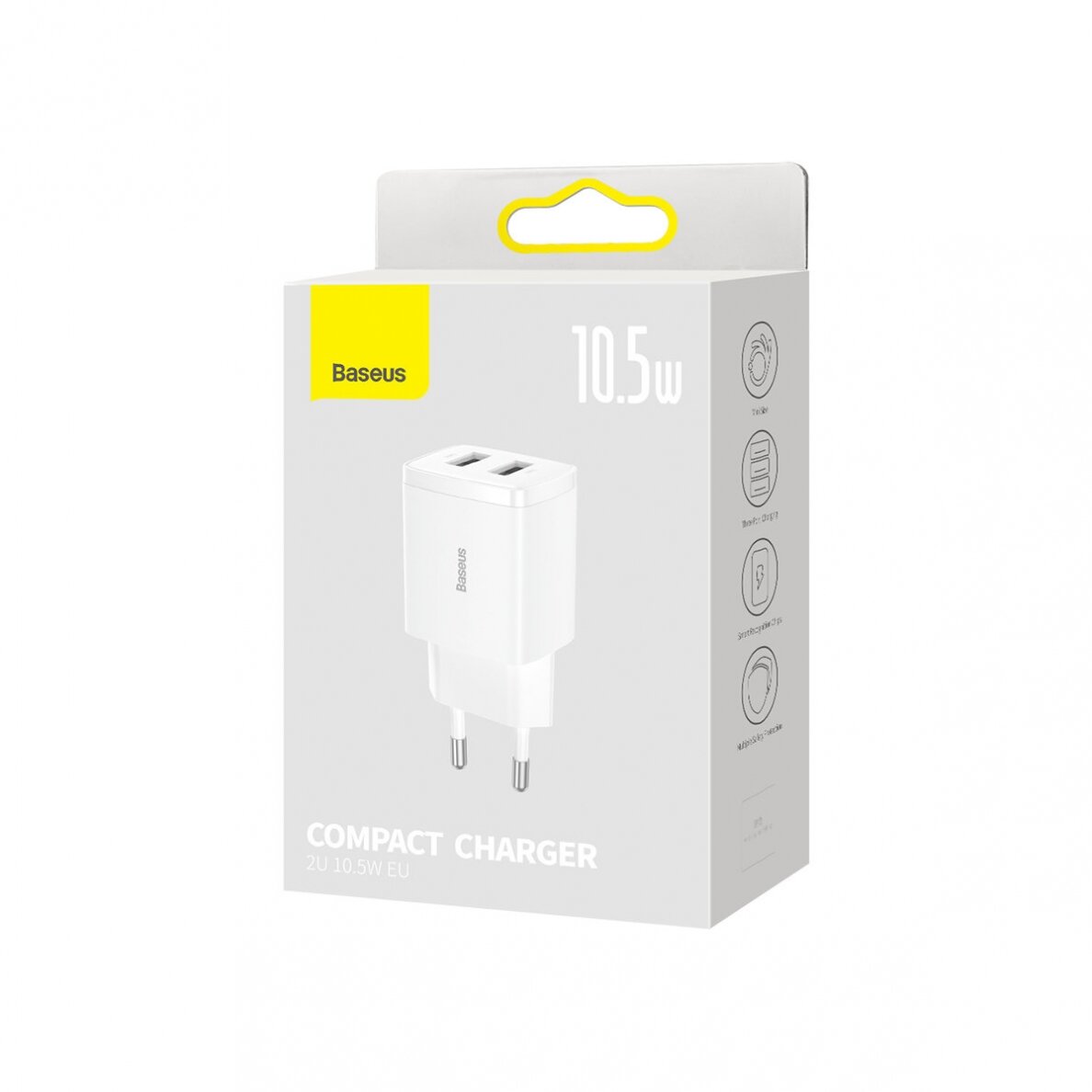 Baseus Compact Charger 2U 10.5W EU Baltas 4 Baseus Compact Charger 2U 10.5W EU Baltas 4