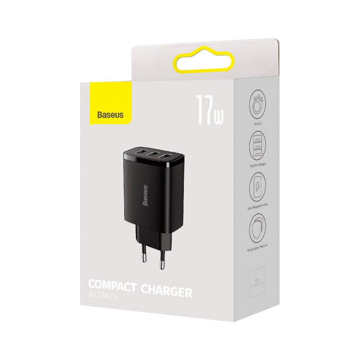Baseus Compact charger 3x USB 17W Juodas (CCXJ020101) 4