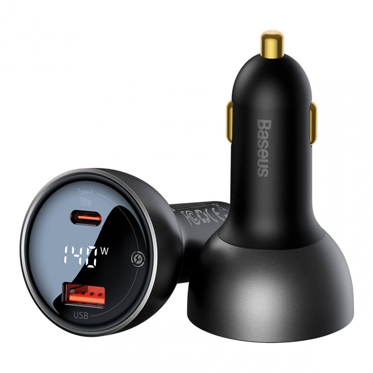 Baseus Digital Display fast car charger USB-A / USB-C PD3.1 140W Juodas + USB-C cable Baseus Superior Series 5A 240W 1m Juodas (CGZX070001) Baseus Digital Display fast car charger USB-A / USB-C PD3.1 140W Juodas + USB-C cable Baseus Superior Series 5A 240W 1m Juodas (CGZX070001)