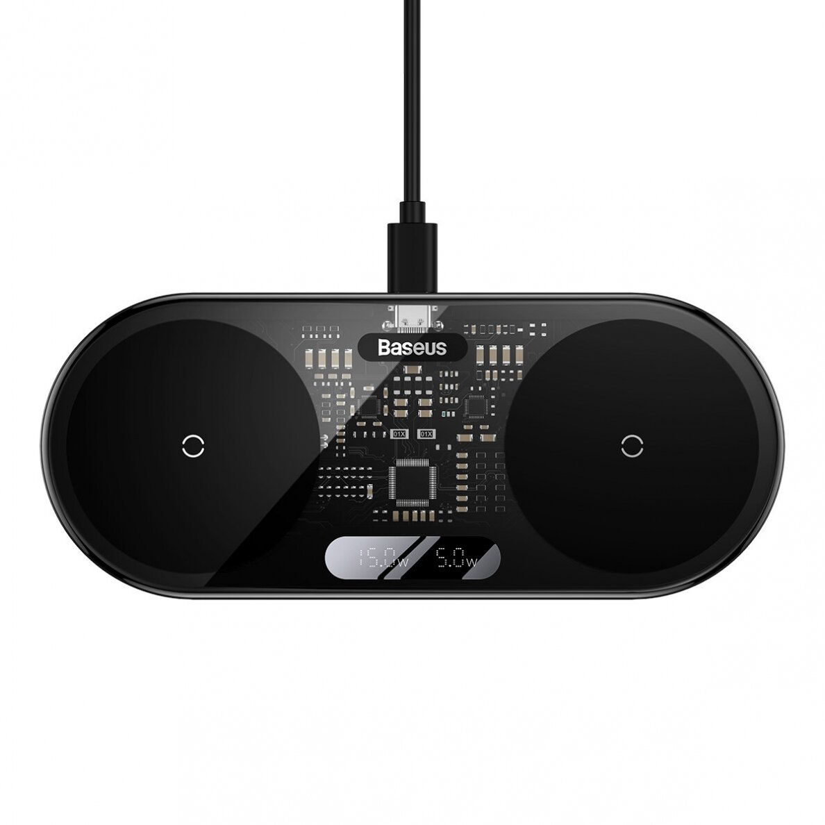 Baseus Digital LED Display dual wireless charger with digital display 20W Juodas (WXSX010101) Baseus Digital LED Display dual wireless charger with digital display 20W Juodas (WXSX010101)