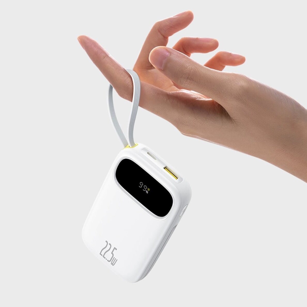 Išorinė baterija Baseus EnerFill FC31 20000 mAh 22.5 W su ekranu ir 2 integruotais laidais (USB-C + Lightning) – balta 8