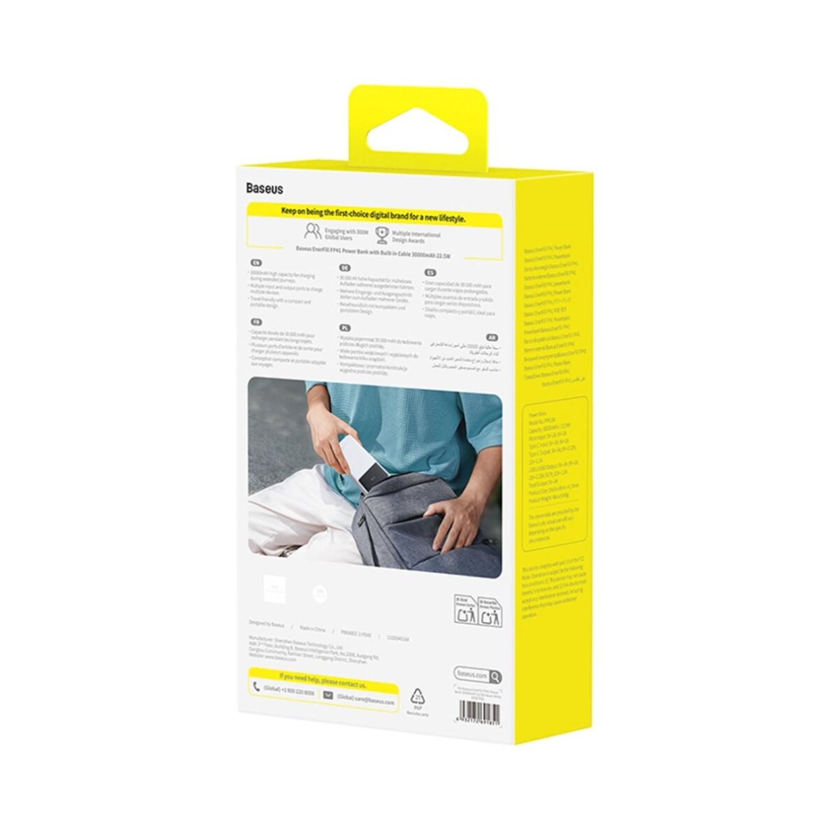 Išorinė baterija Baseus EnerFill FP41 30000 mAh 22.5 W su Baseus Simple USB-A – USB-C 3 A 30 cm kabeliu – balta 7 Išorinė baterija Baseus EnerFill FP41 30000 mAh 22.5 W su Baseus Simple USB-A – USB-C 3 A 30 cm kabeliu – balta 7