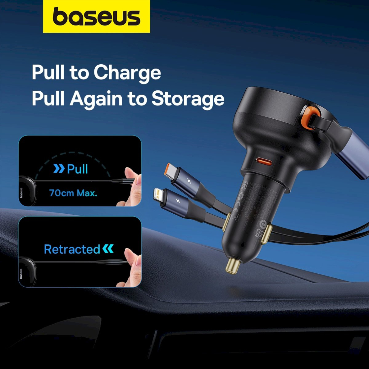 Baseus Enjoyment USB-C car Įkroviklis USB-C / Lightning 60W Kabelis - Juodas 12 Baseus Enjoyment USB-C car Įkroviklis USB-C / Lightning 60W Kabelis - Juodas 12