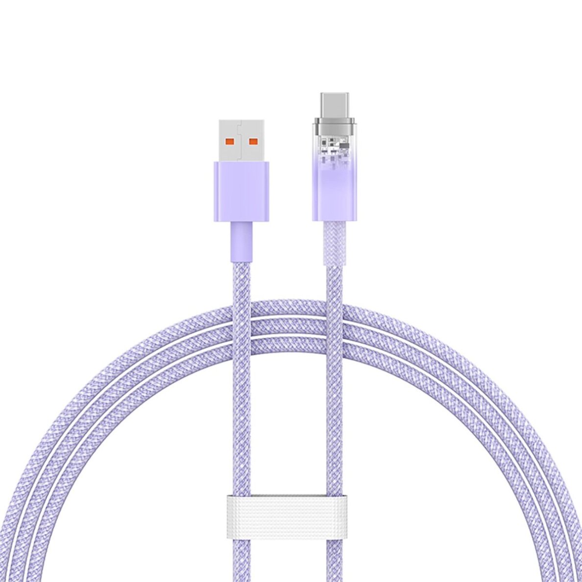 Krovimo kabelis Baseus Explorer 100 W USB-A – USB-C su temperatūros jutikliu 1 m – violetinis 1