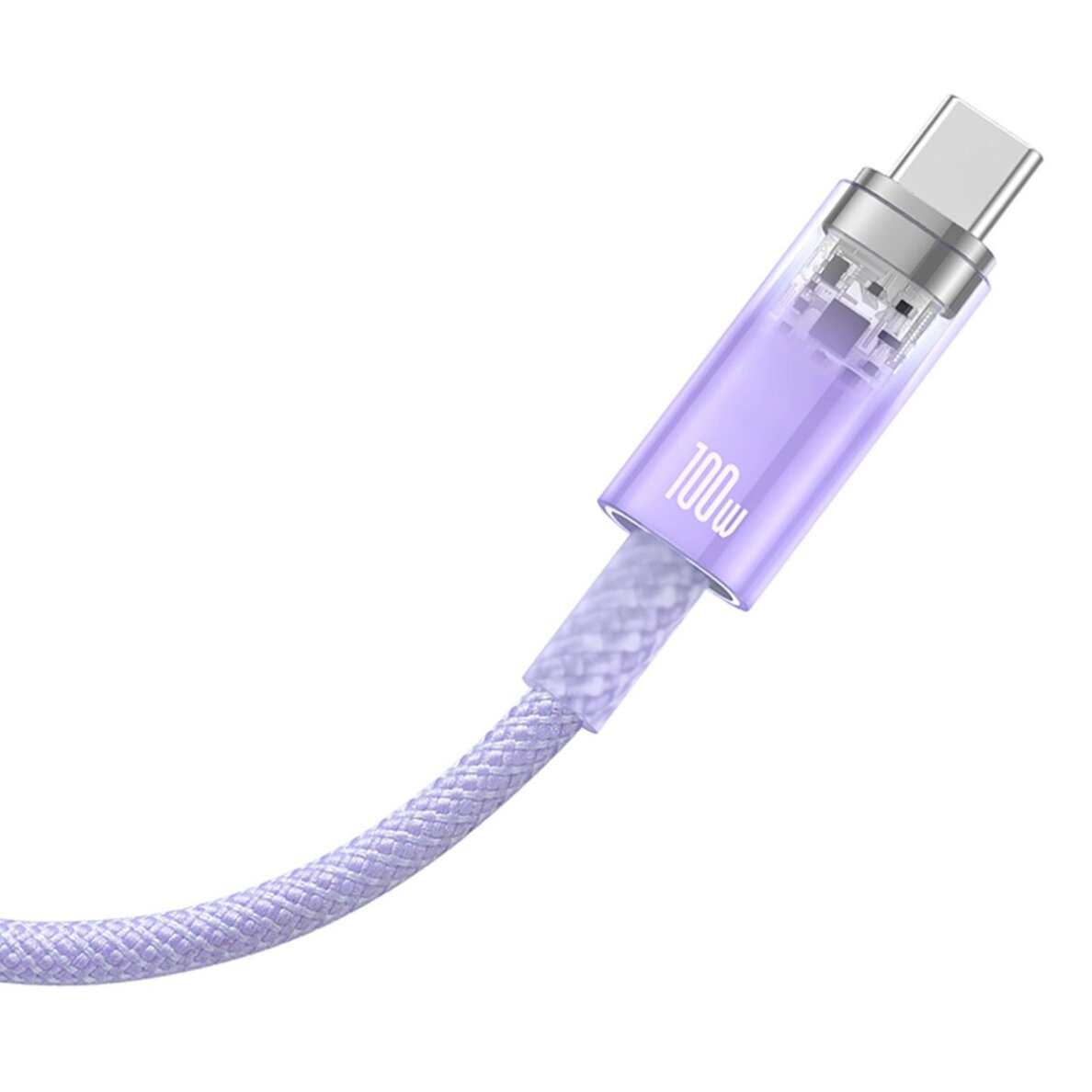 Krovimo kabelis Baseus Explorer 100 W USB-A – USB-C su temperatūros jutikliu 1 m – violetinis 2 Krovimo kabelis Baseus Explorer 100 W USB-A – USB-C su temperatūros jutikliu 1 m – violetinis 2