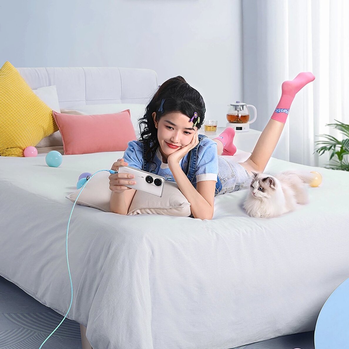 Krovimo kabelis Baseus Explorer 100 W USB-C – USB-C su temperatūros jutikliu 2 m – mėlynas 10