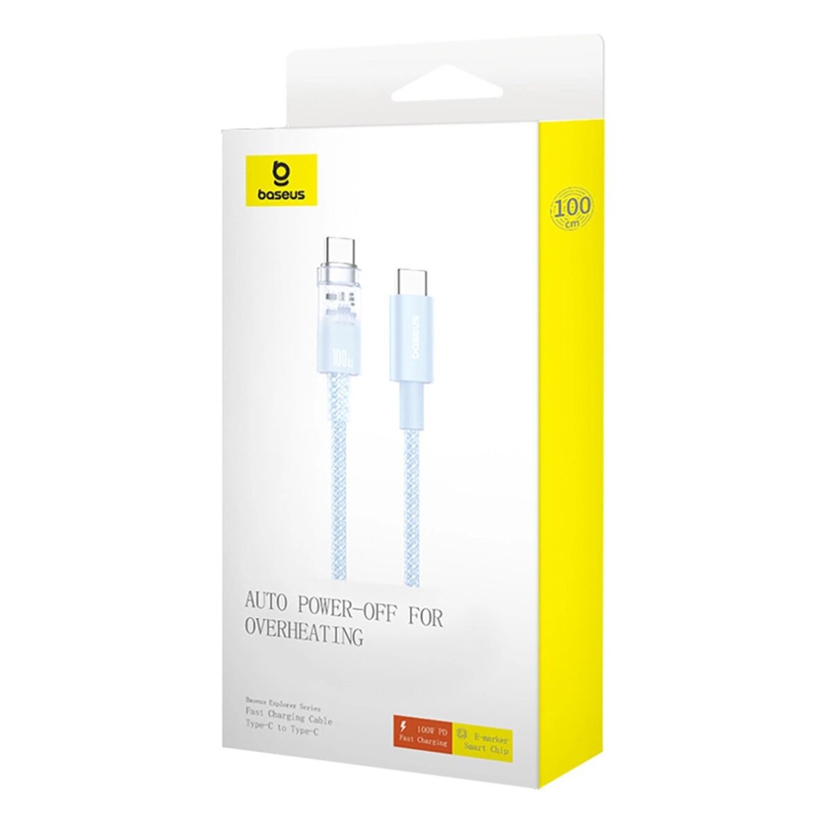 Krovimo kabelis Baseus Explorer 100 W USB-C – USB-C su temperatūros jutikliu 2 m – mėlynas 7