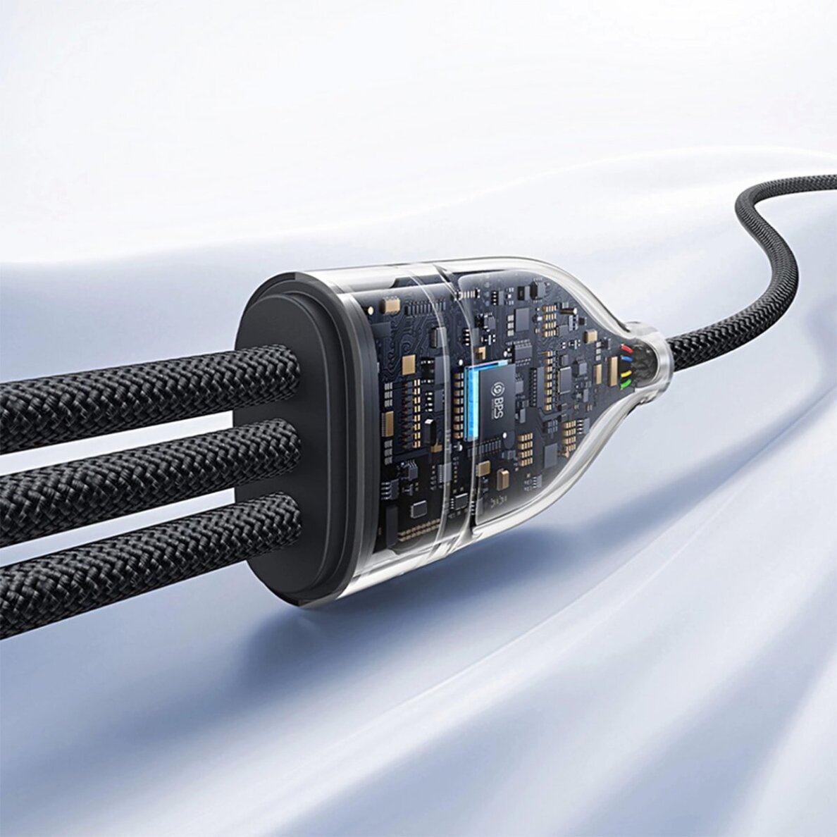 Krovimo kabelis Baseus Flash Series 3 3in1 100 W USB-C – USB-C + USB-C + Lightning 1.5 m + 3 × 0.25 m – juodas 8 Krovimo kabelis Baseus Flash Series 3 3in1 100 W USB-C – USB-C + USB-C + Lightning 1.5 m + 3 × 0.25 m – juodas 8