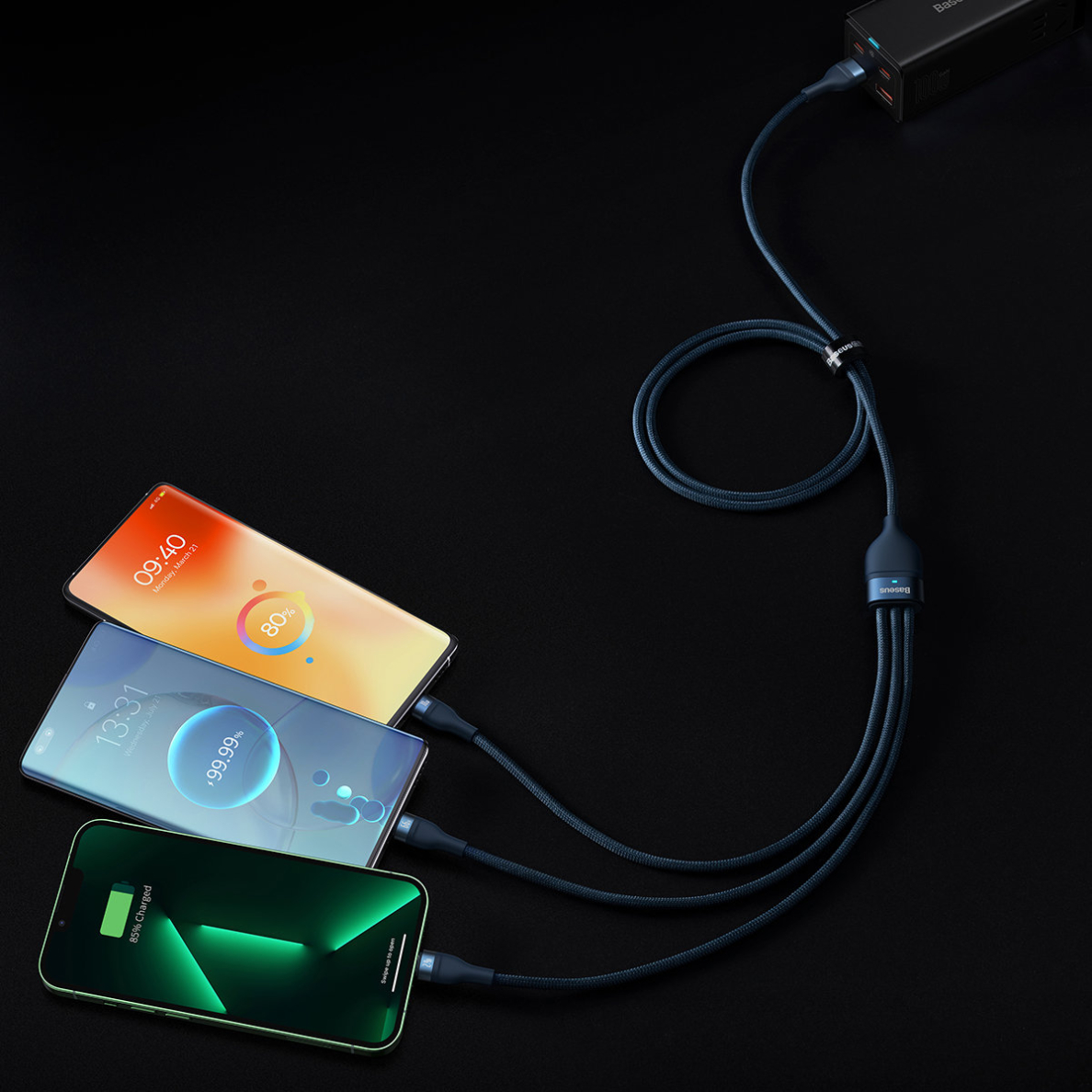 Baseus Flash Series Ⅱ 3in1 cable with fast charging USB-A to USB-C / Micro-USB / Lightning 66W 480Mb/s 1.2m blue 10 Baseus Flash Series Ⅱ 3in1 cable with fast charging USB-A to USB-C / Micro-USB / Lightning 66W 480Mb/s 1.2m blue 10