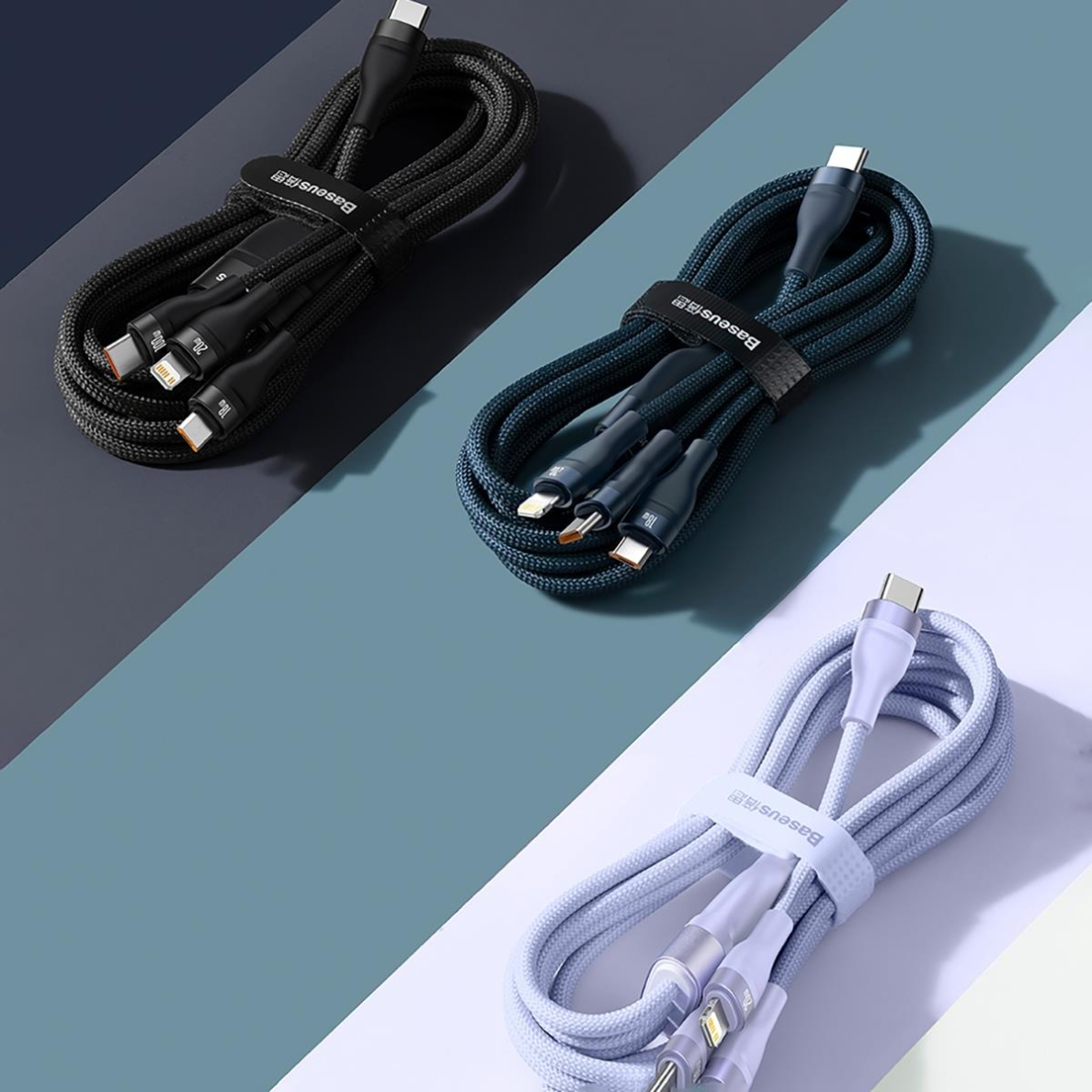Kabelis Baseus Flash Series II USB Type C / USB Type A - USB Type C / Lightning / micro USB 100 W 1.5 m Juodas (CASS030201) 12 Kabelis Baseus Flash Series II USB Type C / USB Type A - USB Type C / Lightning / micro USB 100 W 1.5 m Juodas (CASS030201) 12