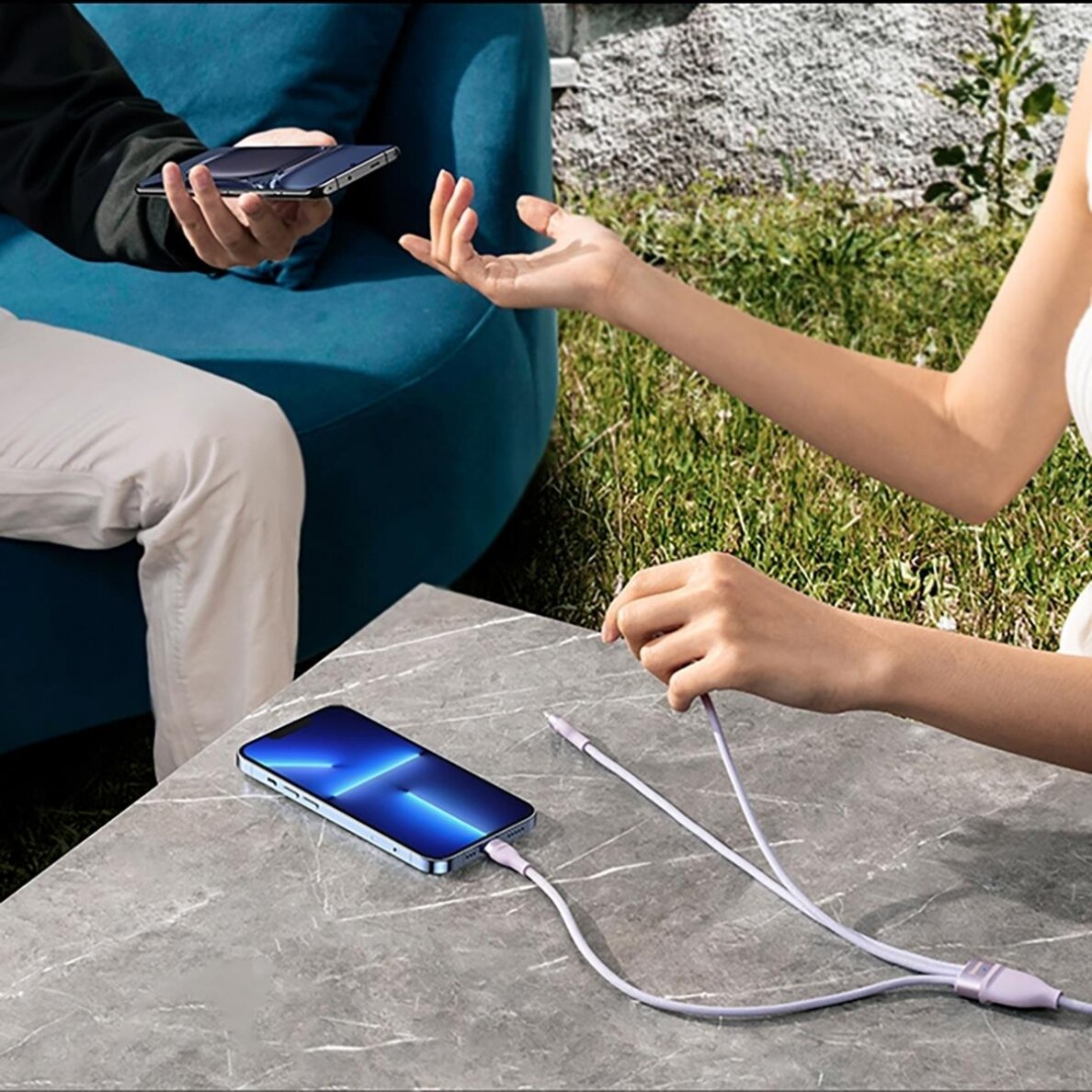 Kabelis Baseus Flash Series II USB Type C / USB Type A - USB Type C / Lightning / micro USB 100 W 1.5 m Mėlynas (CASS030203) 11