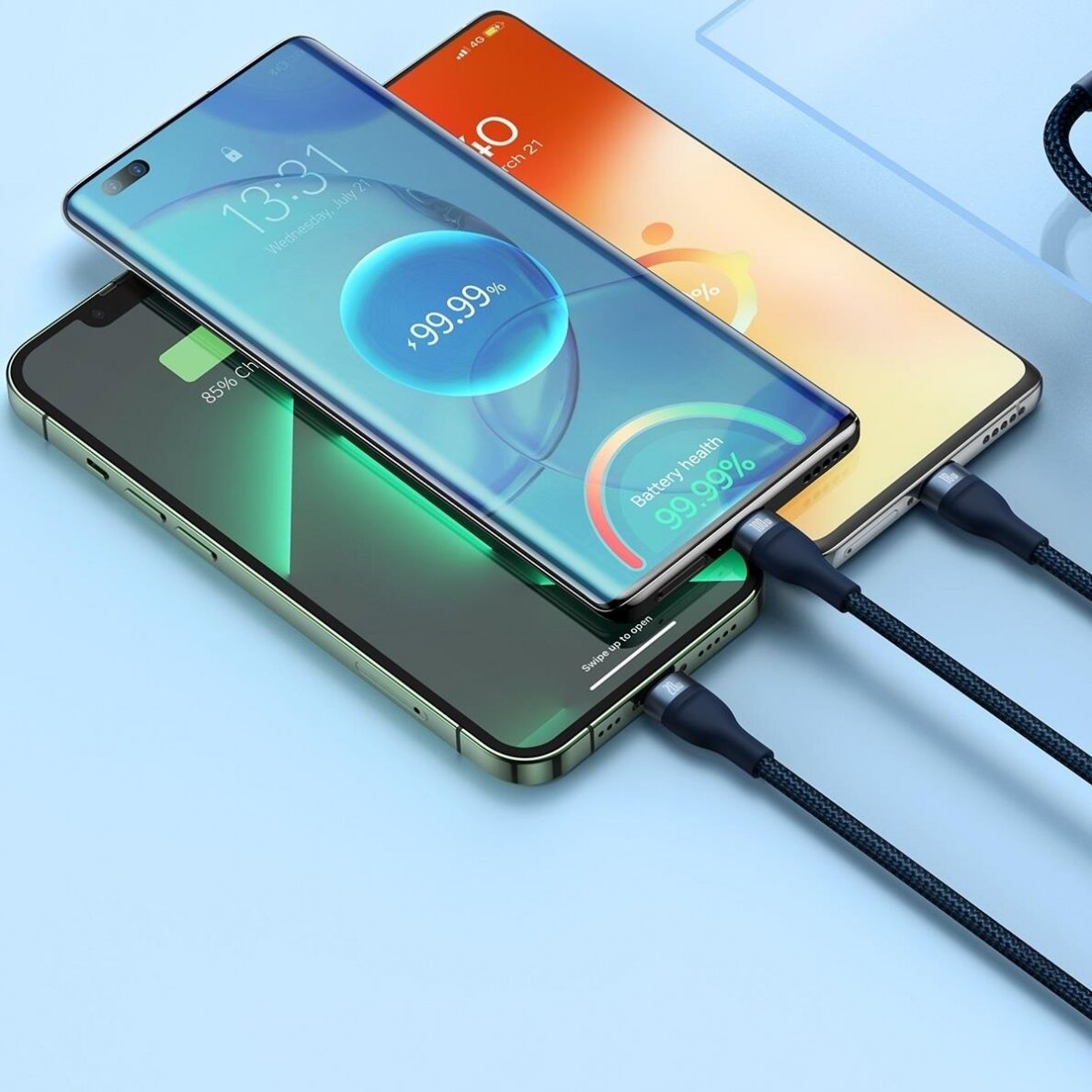 Kabelis Baseus Flash Series II USB Type C / USB Type A - USB Type C / Lightning / micro USB 100 W 1.5 m Mėlynas (CASS030203) 9 Kabelis Baseus Flash Series II USB Type C / USB Type A - USB Type C / Lightning / micro USB 100 W 1.5 m Mėlynas (CASS030203) 9