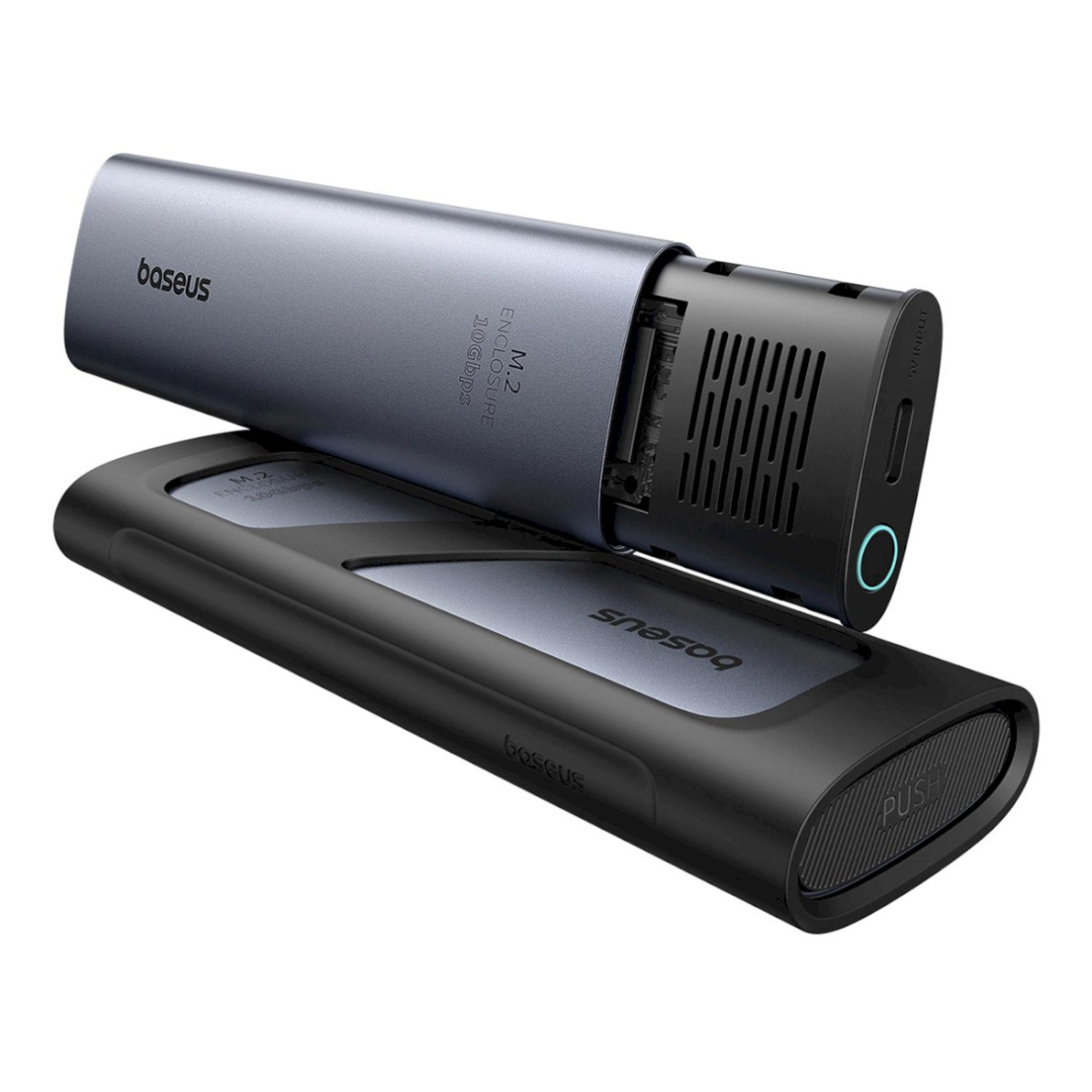 Baseus FlyJoy M.2 NVMe 10 Gb/s SSD dėklas – pilkas 2 Baseus FlyJoy M.2 NVMe 10 Gb/s SSD dėklas – pilkas 2