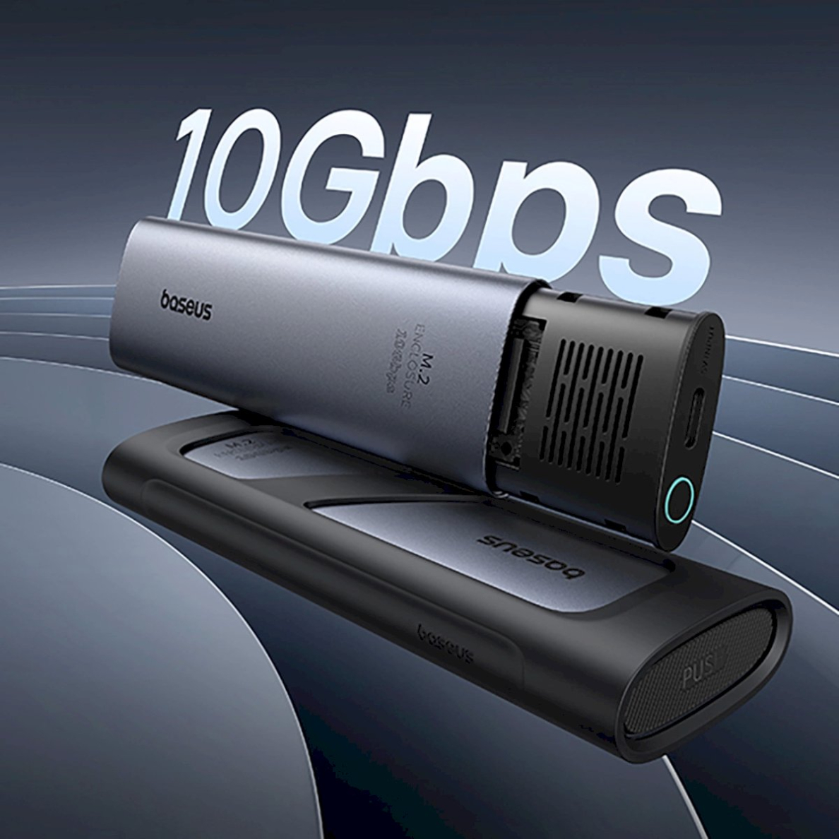 Baseus FlyJoy M.2 NVMe 10 Gb/s SSD dėklas – pilkas 7 Baseus FlyJoy M.2 NVMe 10 Gb/s SSD dėklas – pilkas 7