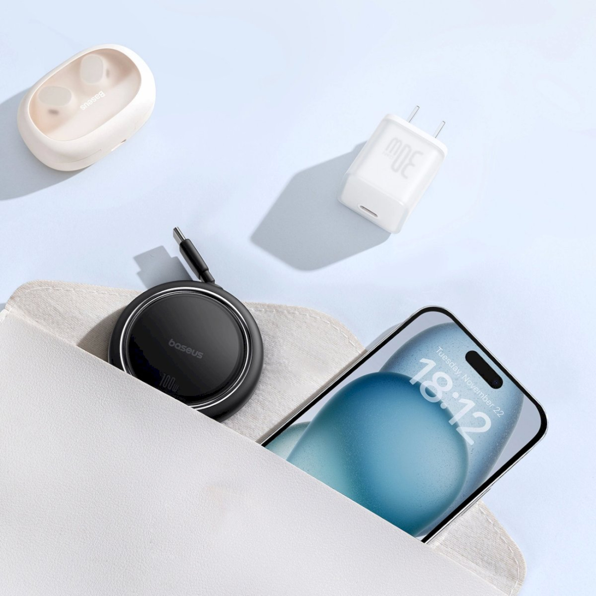 Baseus Free2Draw Mini USB-C - USB-C 100W 1m retractable Kabelis - Juodas 6 Baseus Free2Draw Mini USB-C - USB-C 100W 1m retractable Kabelis - Juodas 6