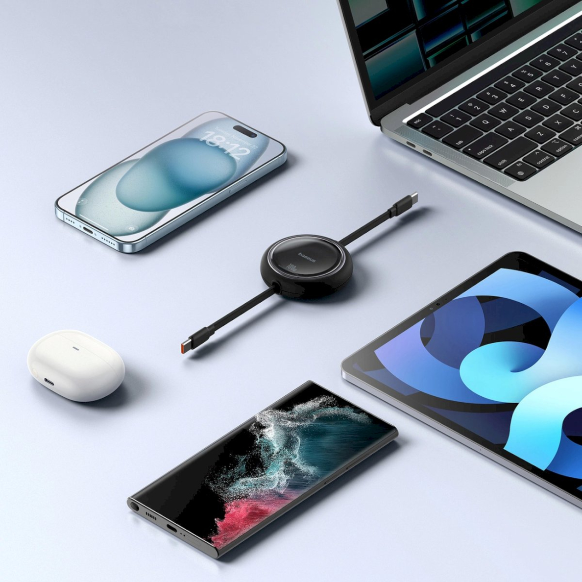 Baseus Free2Draw Mini USB-C - USB-C 100W 1m retractable Kabelis - Juodas 7 Baseus Free2Draw Mini USB-C - USB-C 100W 1m retractable Kabelis - Juodas 7